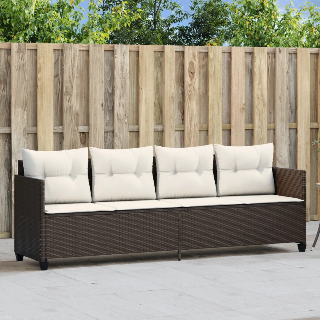 Lettino Prendisole con Cuscini Marrone in Polyrattan 368327