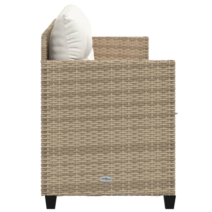 Lettino Prendisole con Cuscini Beige in Polyrattan 368330