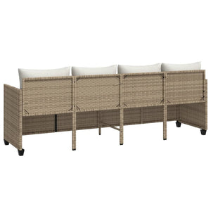 Lettino Prendisole con Cuscini Beige in Polyrattan 368330