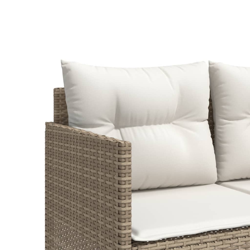 Lettino Prendisole con Cuscini Beige in Polyrattan 368330