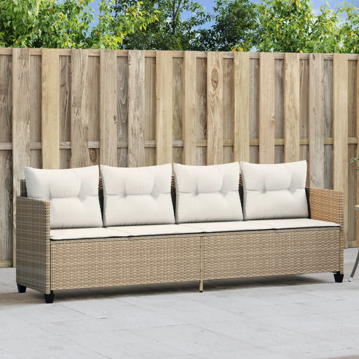 Lettino Prendisole con Cuscini Beige in Polyrattan 368330