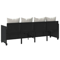 Lettino Prendisole con Cuscini Nero in Polyrattan 368344