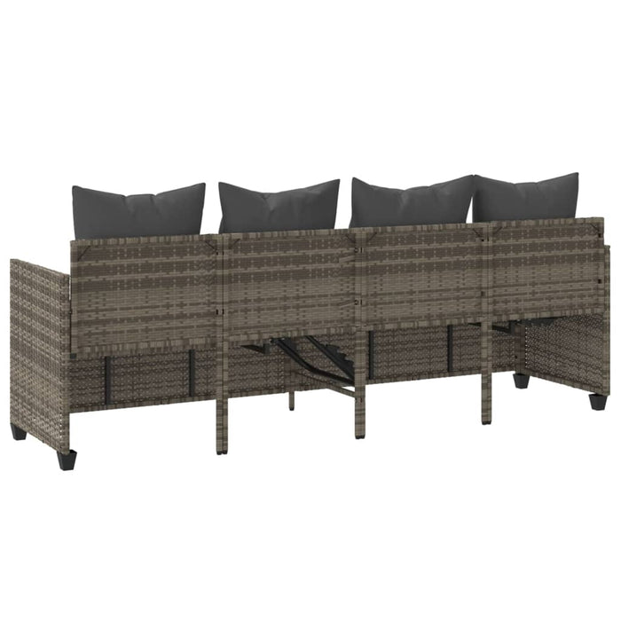 Lettino Prendisole con Cuscini Grigio in Polyrattan 368346