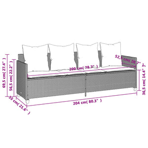 Lettino Prendisole con Cuscini Grigio in Polyrattan 368346