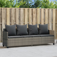 Lettino Prendisole con Cuscini Grigio in Polyrattan 368346