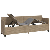 Lettino Prendisole con Cuscini Beige in Polyrattan 368347