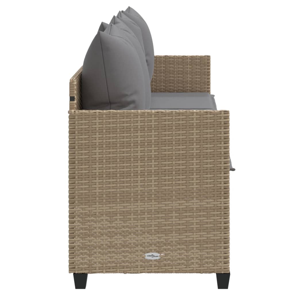 Lettino Prendisole con Cuscini Beige in Polyrattan 368347