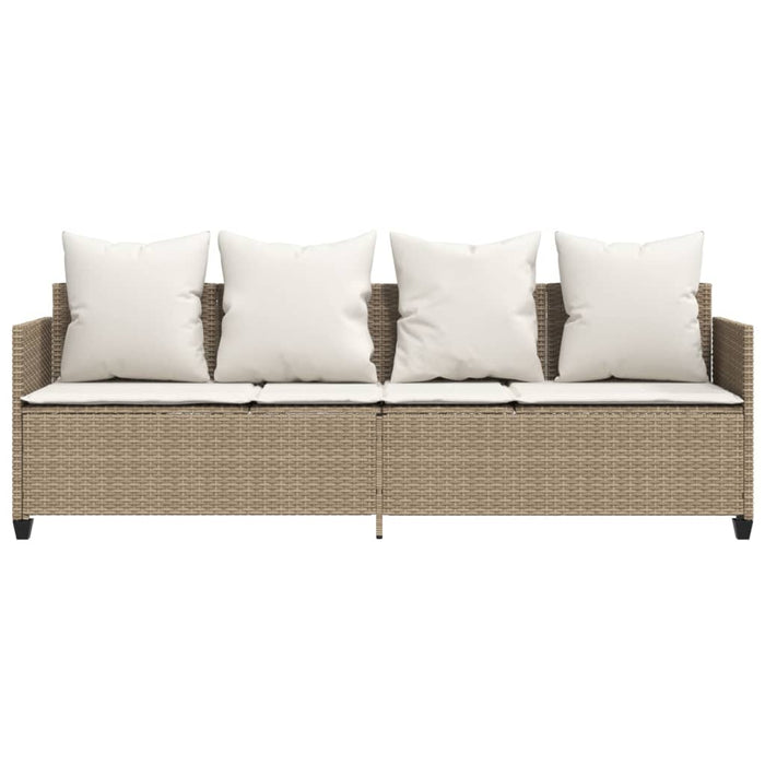 Lettino Prendisole con Cuscini Beige in Polyrattan 368348