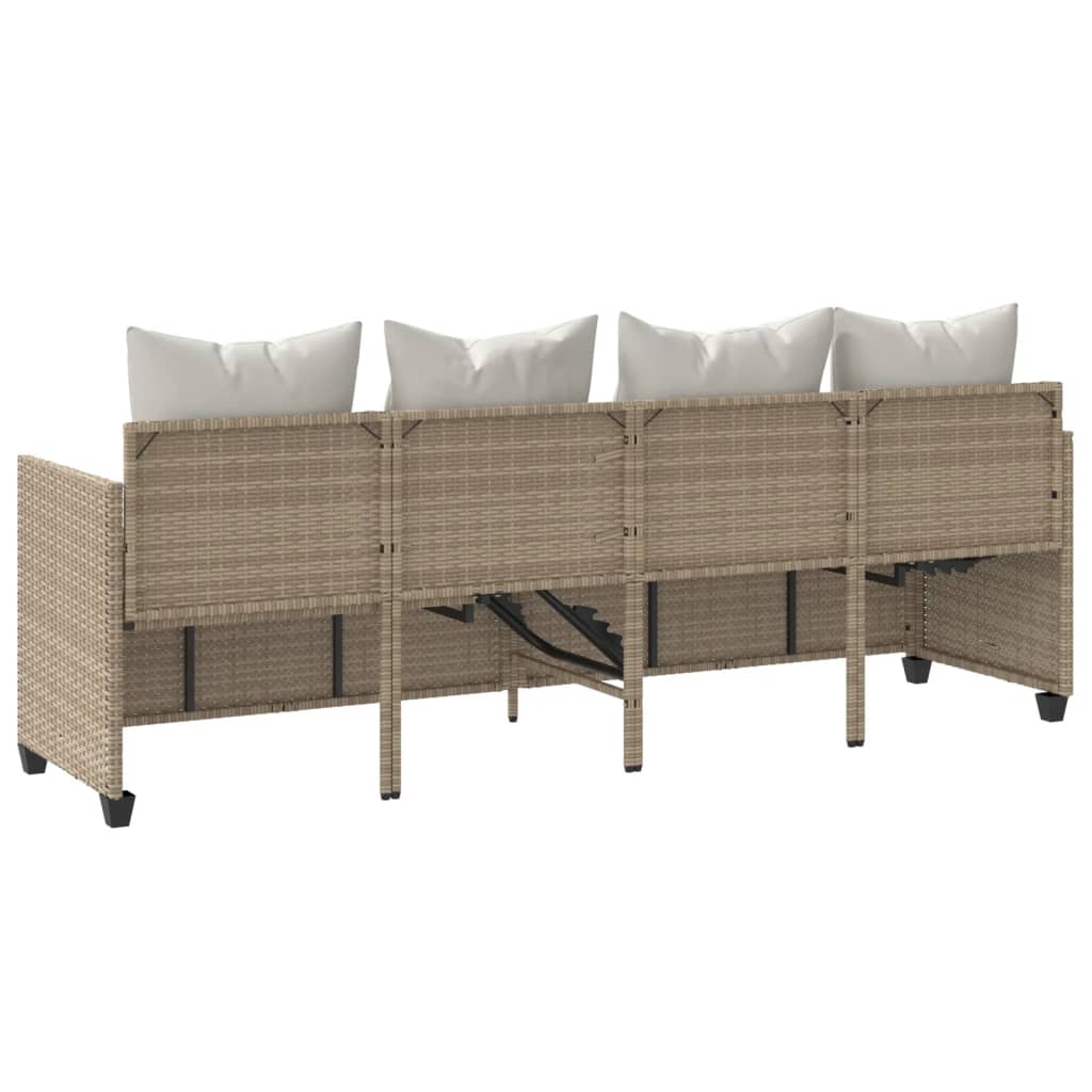 Lettino Prendisole con Cuscini Beige in Polyrattan 368348