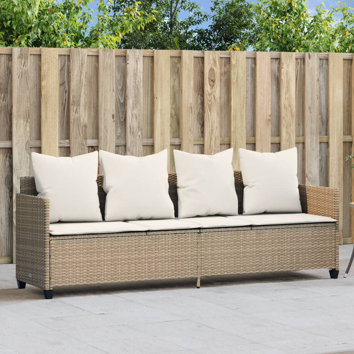 Lettino Prendisole con Cuscini Beige in Polyrattan 368348