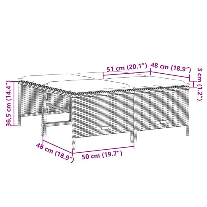 Sgabelli da Giardino con Cuscini 4 pz Neri in Polyrattan 368362