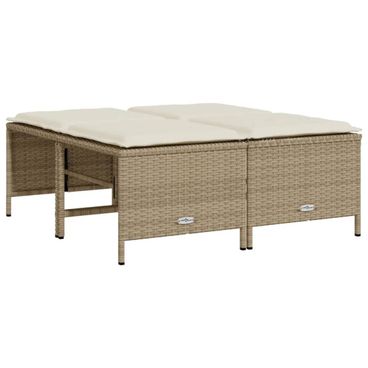 Sgabelli da Giardino con Cuscini 4 pz Beige in Polyrattan 368366