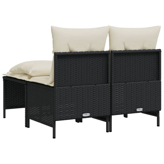 Set Divani da Giardino 4 pz con Cuscini Nero in Polyrattan 368371