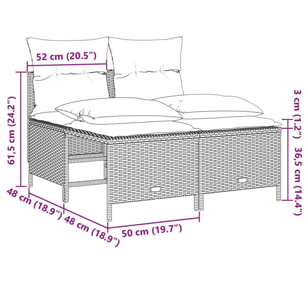 Set Divani da Giardino 4 pz con Cuscini Nero in Polyrattan 368371