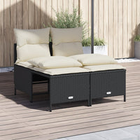 Set Divani da Giardino 4 pz con Cuscini Nero in Polyrattan 368371