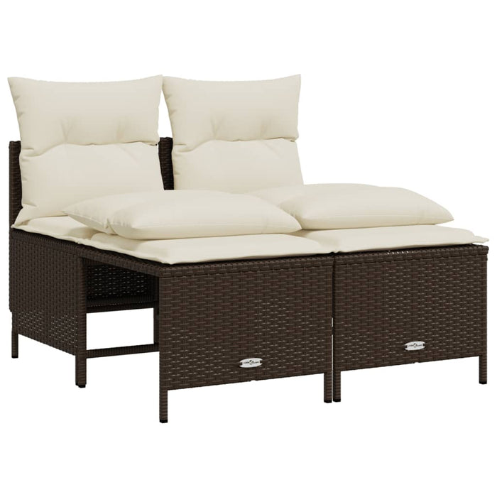 Set Divano da Giardino 4 pz con Cuscini Marrone in Polyrattan 368372