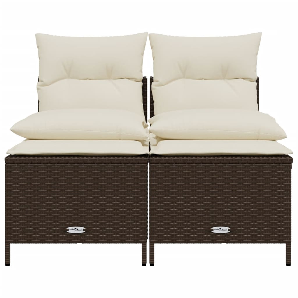 Set Divano da Giardino 4 pz con Cuscini Marrone in Polyrattan 368372