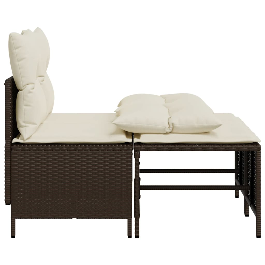 Set Divano da Giardino 4 pz con Cuscini Marrone in Polyrattan 368372