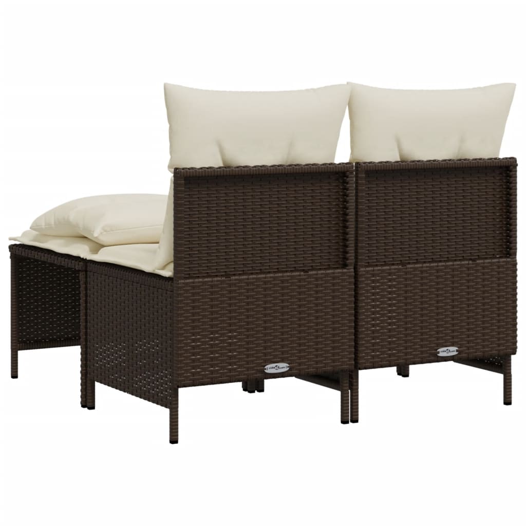 Set Divano da Giardino 4 pz con Cuscini Marrone in Polyrattan 368372