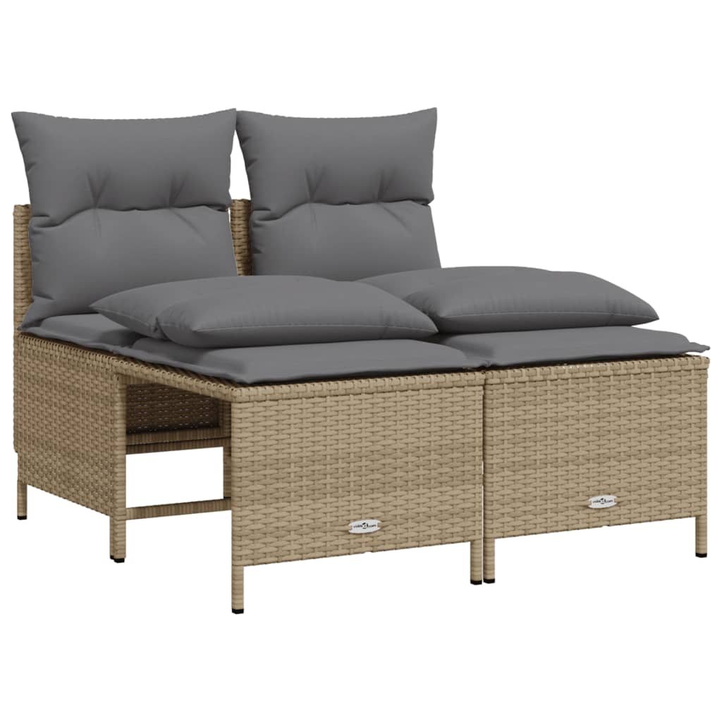 Set Divano da Giardino 4 pz con Cuscini Beige in Polyrattan 368374