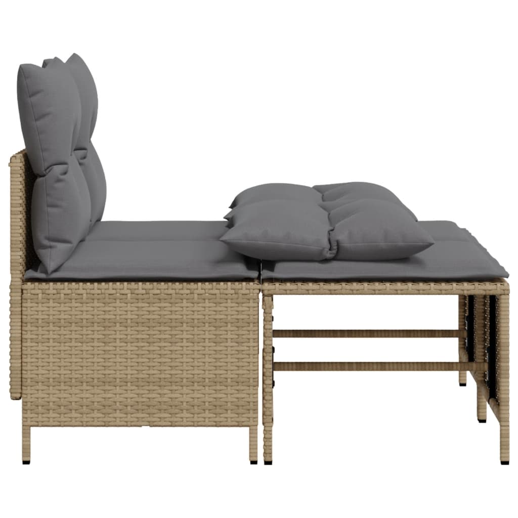 Set Divano da Giardino 4 pz con Cuscini Beige in Polyrattan 368374