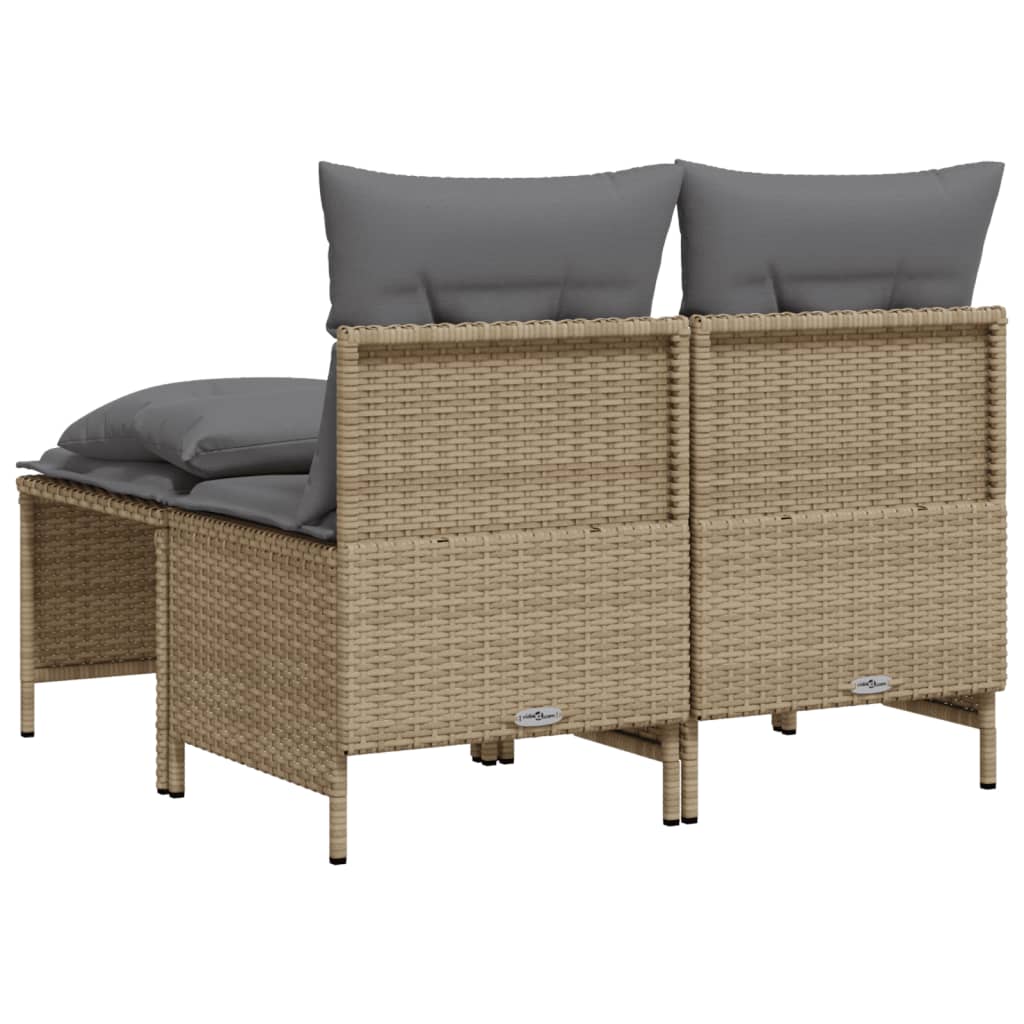 Set Divano da Giardino 4 pz con Cuscini Beige in Polyrattan 368374