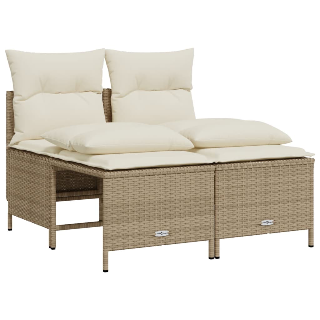 Set Divano da Giardino 4 pz con Cuscini Beige in Polyrattan 368375