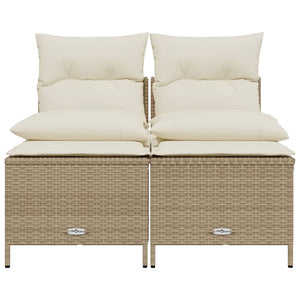 Set Divano da Giardino 4 pz con Cuscini Beige in Polyrattan 368375