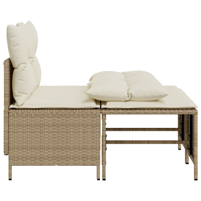 Set Divano da Giardino 4 pz con Cuscini Beige in Polyrattan 368375