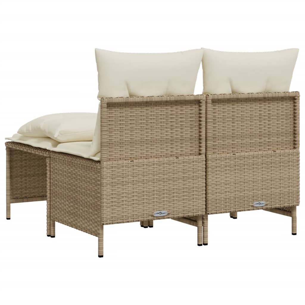 Set Divano da Giardino 4 pz con Cuscini Beige in Polyrattan 368375