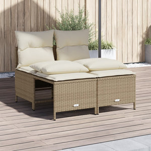 Set Divano da Giardino 4 pz con Cuscini Beige in Polyrattan 368375