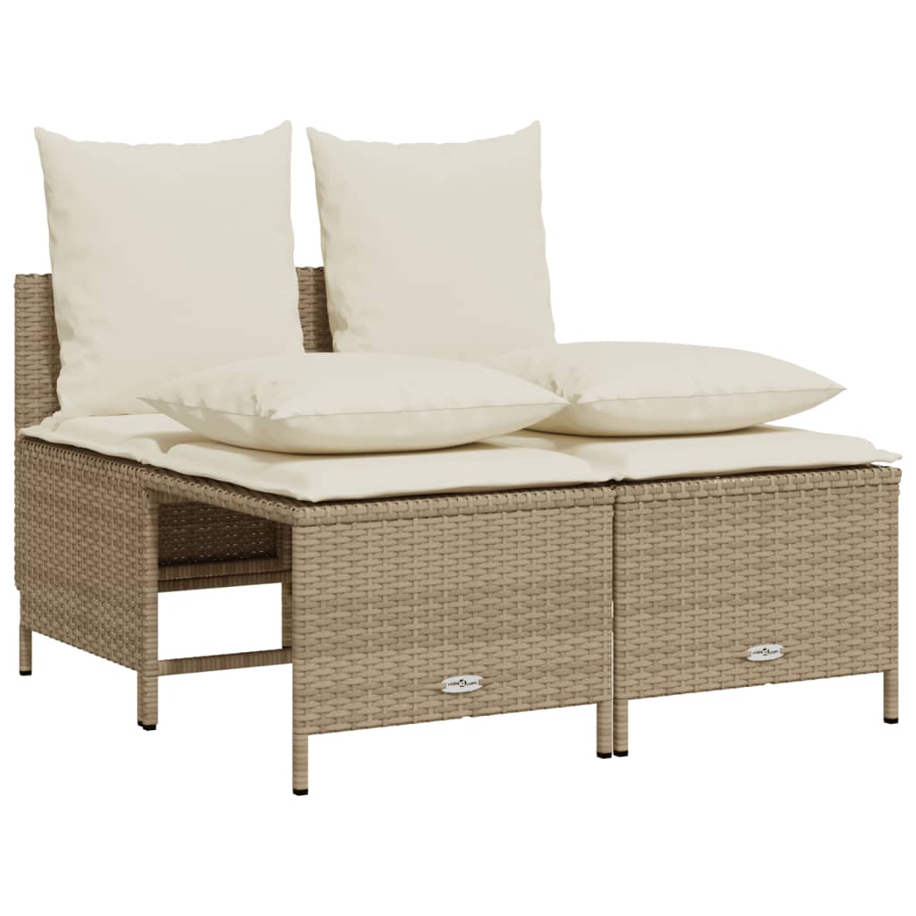 Set Divano da Giardino 4 pz con Cuscini Beige in Polyrattan 368384