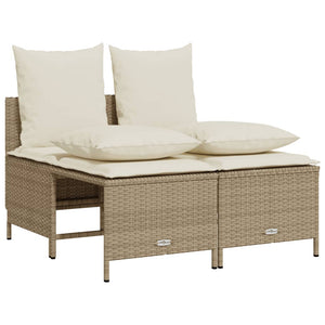 Set Divano da Giardino 4 pz con Cuscini Beige in Polyrattan 368384