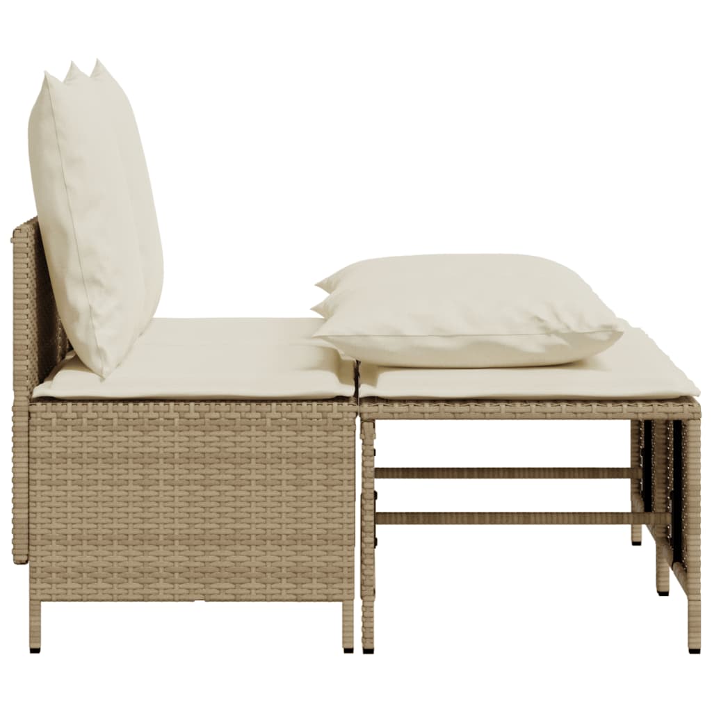 Set Divano da Giardino 4 pz con Cuscini Beige in Polyrattan 368384