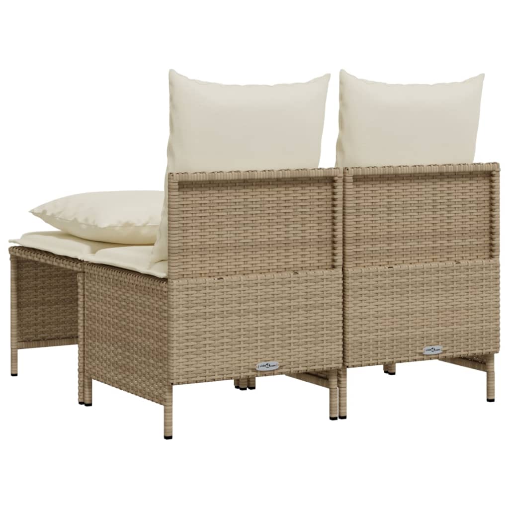 Set Divano da Giardino 4 pz con Cuscini Beige in Polyrattan 368384