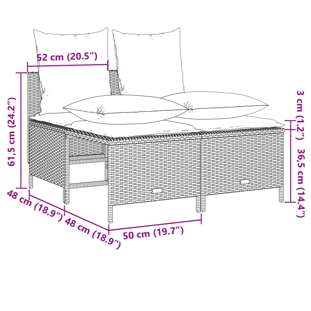 Set Divano da Giardino 4 pz con Cuscini Beige in Polyrattan 368384