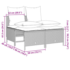 Set Divano da Giardino 4 pz con Cuscini Beige in Polyrattan 368384