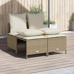 Set Divano da Giardino 4 pz con Cuscini Beige in Polyrattan 368384