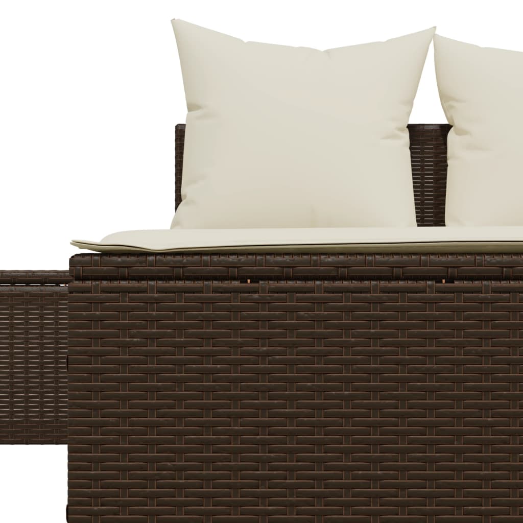 Lettino Prendisole con Cuscini Marrone in Polyrattan 368390