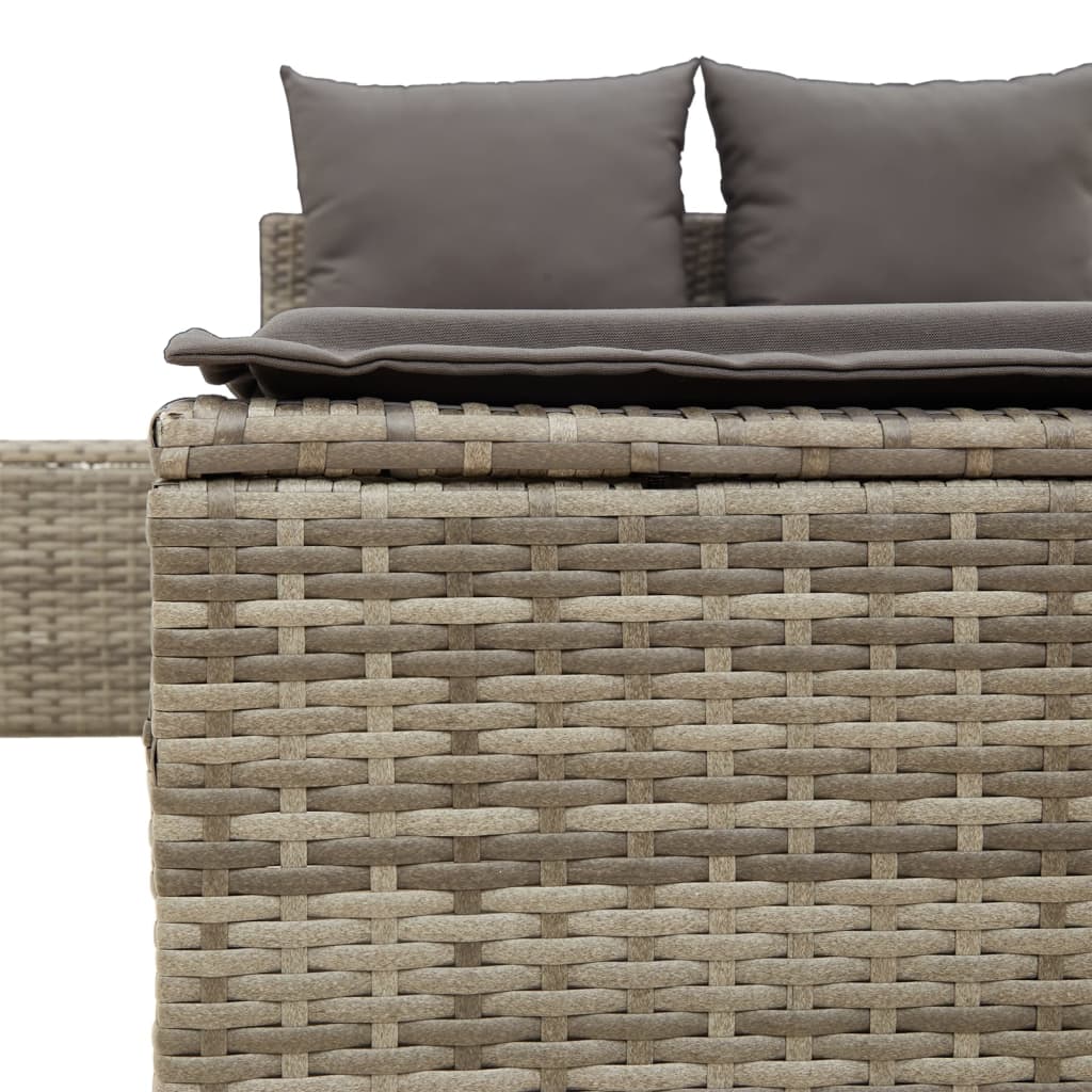 Lettino Prendisole Doppio con Cuscini Grigio in Polyrattan 368391