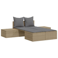 Lettino Prendisole con Cuscini Beige in Polyrattan 368392