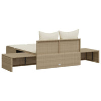 Lettino Prendisole con Cuscini Beige in Polyrattan 368393