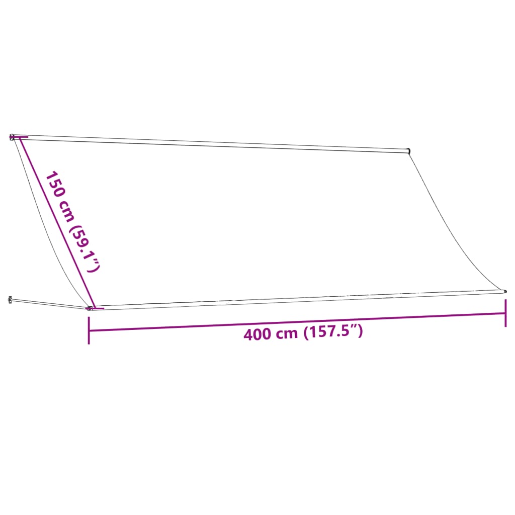 Tenda da Sole Retrattile Crema 400x150 cm in Tessuto e Acciaio 368763