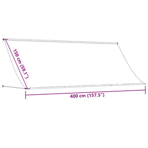 Tenda da Sole Retrattile Crema 400x150 cm in Tessuto e Acciaio 368763