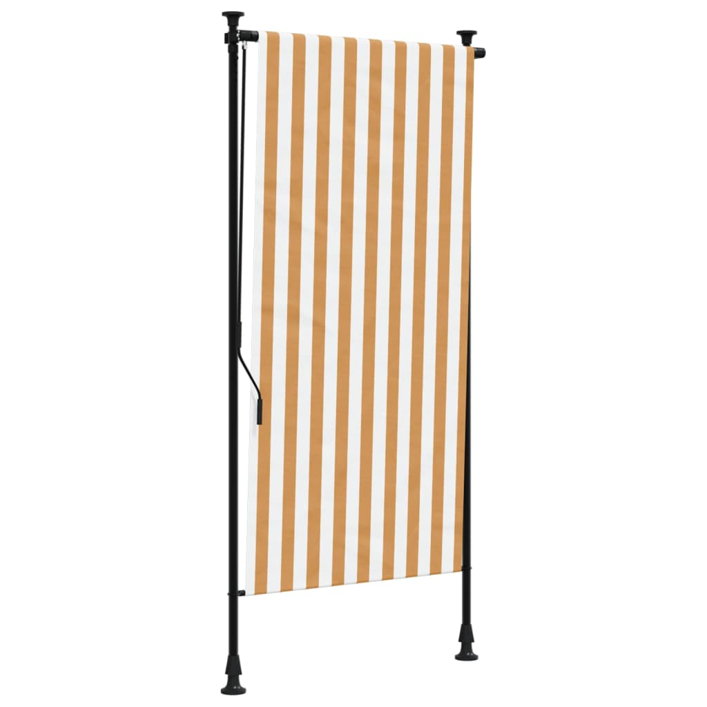 Tenda a Rullo Esterno Arancio Bianca 120x270 cm Tessuto Acciaio 368769