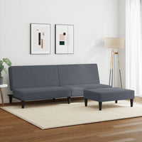 Divano Letto 2 Posti con Poggiapiedi Grigio Scuro in Vellutocod mxl 114640