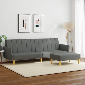 Divano Letto 2 Posti con Poggiapiedi Grigio Scuro in Tessutocod mxl 114730