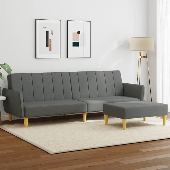 Divano Letto 2 Posti con Poggiapiedi Grigio Scuro in Tessutocod mxl 114730