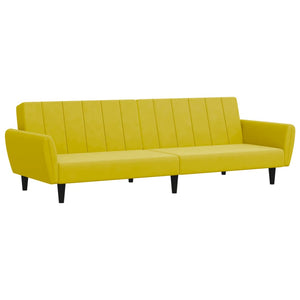 Divano Letto 2 Posti con Sgabello Giallo in Velluto 3216254