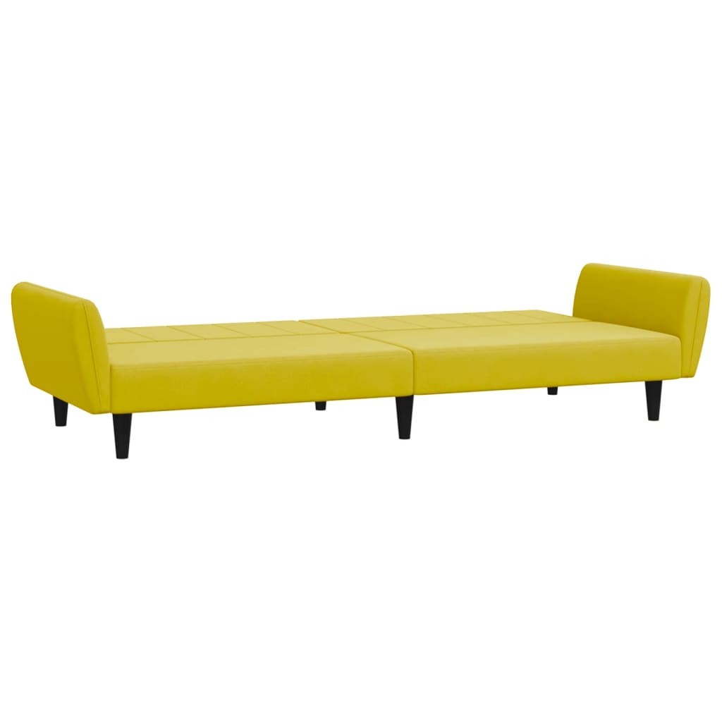 Divano Letto 2 Posti con Sgabello Giallo in Velluto 3216254